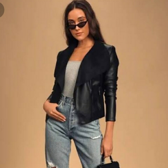 BAGATELLE FAUX LEATHER "draped" jacket. Never worn. Like New.  Size Small U.S.A. - Picture 5 of 5